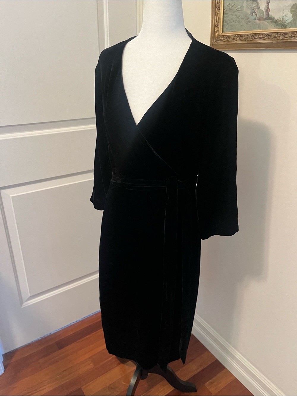 DVF Classic Black Velvet Wrap Dress